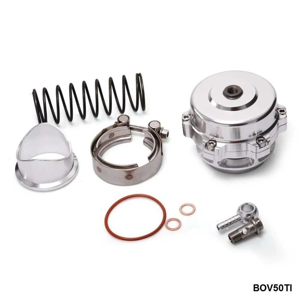 Universal Jdm 50mm V Band Blow Off Valve BOV Q Typer w/ Weld On Aluminum Flange with logo  EP-BOV50TI
