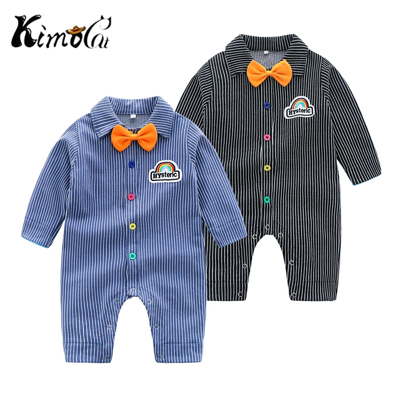 

Kimocat Vintage Baby Rompers Striped Long Sleeved Kids Clothes Infant Newborn Jumpsuit Two Colors Comfortable Children Clothes