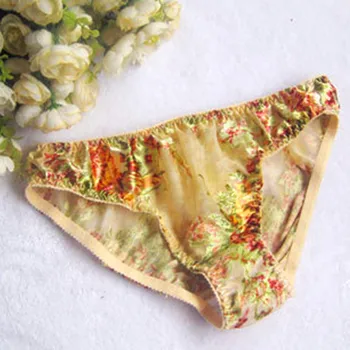 

Best Gift For Lover 100% Mulberry Silk Women Panties Sexy Floral Georgette Silk Transparent Briefs M/L/XL Free Shipping