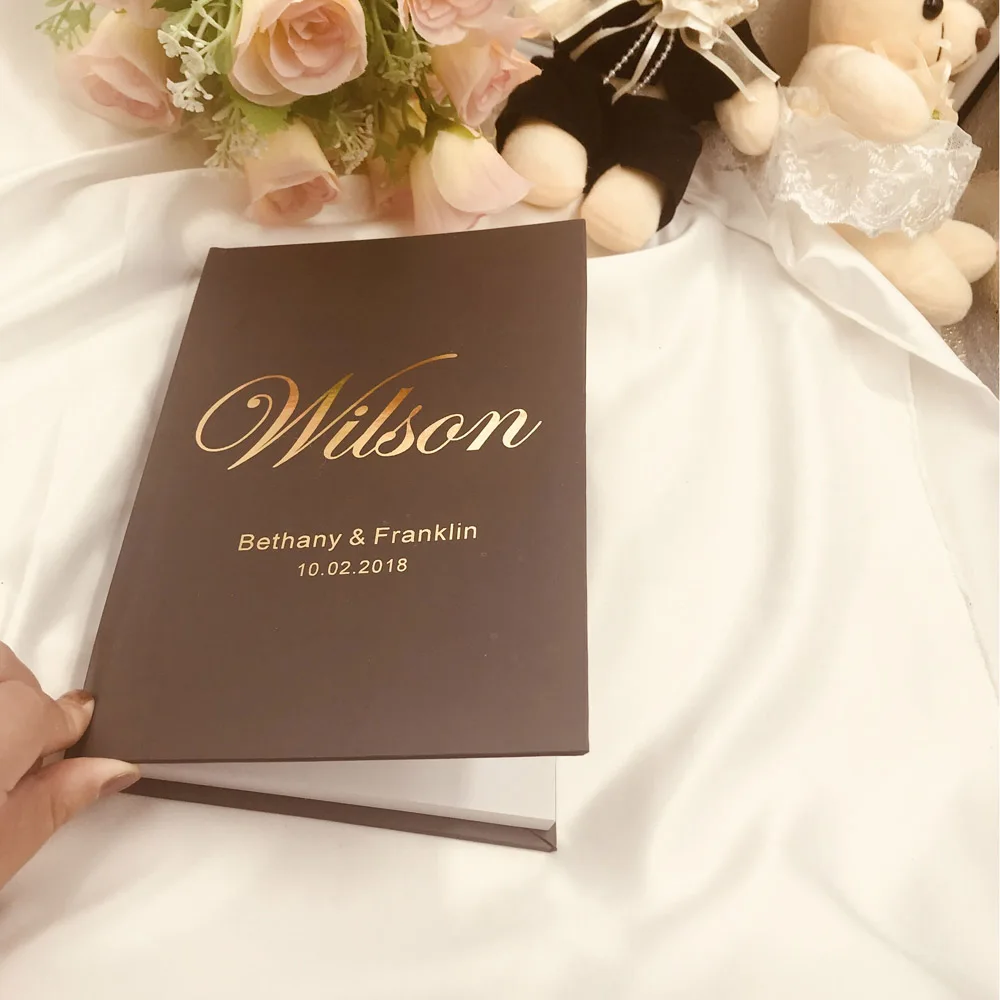 Personalized Gold Wedding Guest Book Alternative Rustic GuestBook A5size Custom Gift for Couple Rustic Wedding Guestbook  Couple8