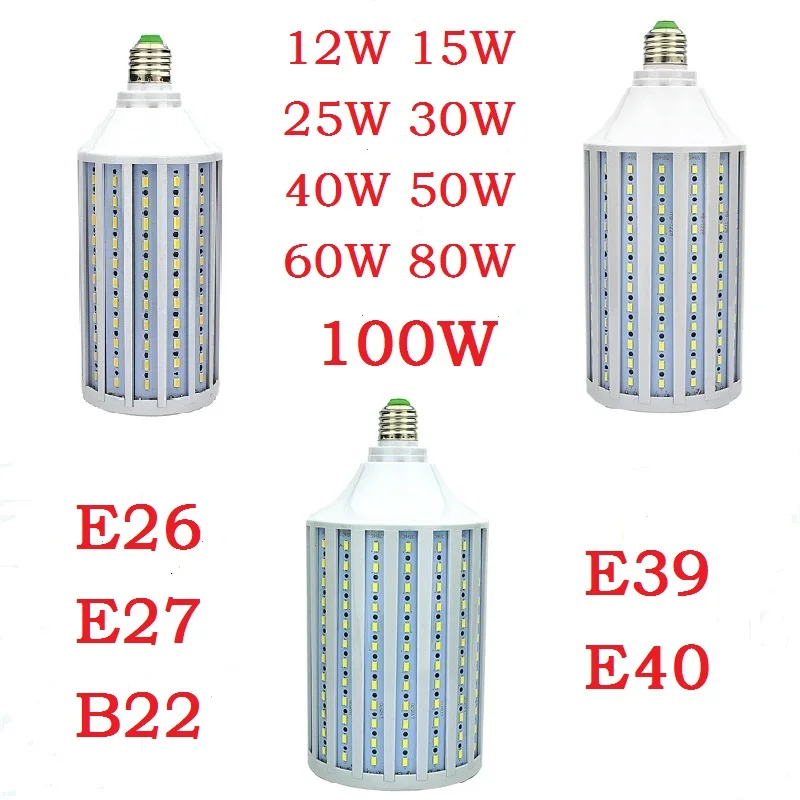 

LED Corn Lamp E26 E27 B22 E39 E40 Light Bulb 12W 15W 25W 30W 40W 50W 60W 80W 100W Bombilla Lighting Lampada Warm Cold White 2pcs