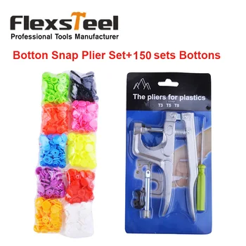 

Kam Bottons Snap Press Fastener Plier Set + 150sets 10 Colors Mixed T5 Plastic Resin Snap Buttons for Cloth Diaper Bibs Unpaper