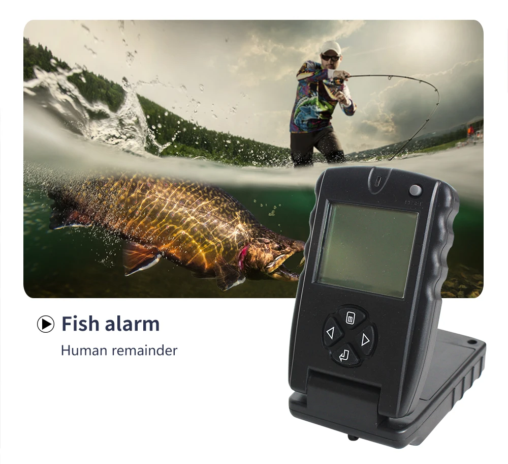 Эхолот для рыбной ловли, портативный FF717 fishfinder, рыболовная приманка, английский/русский более глубокий эхолот, подводная рыбалка