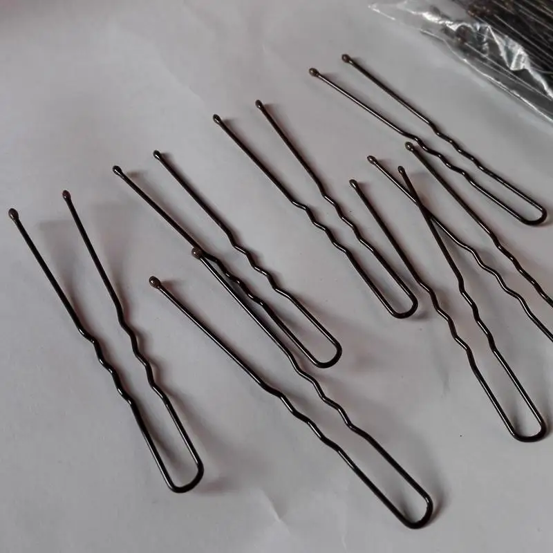 Beli 200 pcs lot coklat gelap berlapis tipis U bentuk Pin rambut, Bahan baja klip jepit