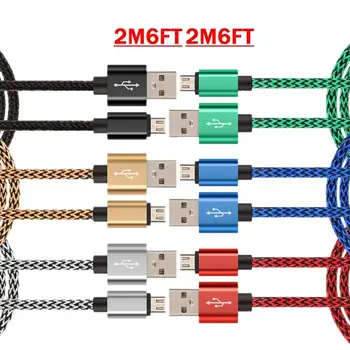 

1m 2m 6FT 500pcs/lot Fast speed micro v8 fabric cable Accessory Bundles for blackberry htc samsung