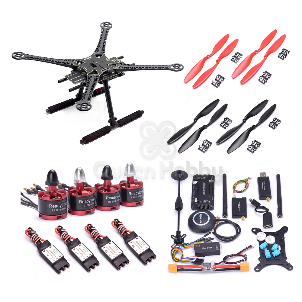

S500 Quadcopter Frame Kit w/ APM2.8 M8N GPS Minim OSD PM 433/915mhz Telemetry 2212 920kv Motor simonk 30A ESC 1045 Propeller