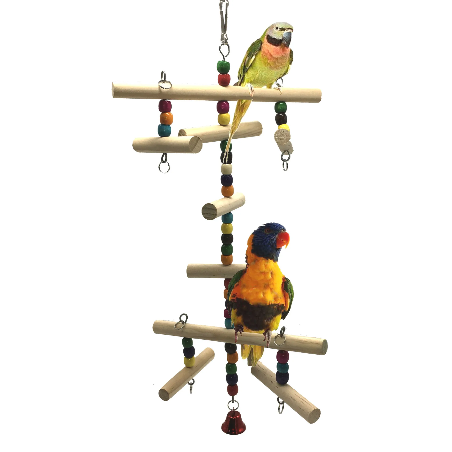 Wooden Pet Bird Parrot Parakeet Budgie Cockatiel Cage Hammock Swing Hanging Toy 