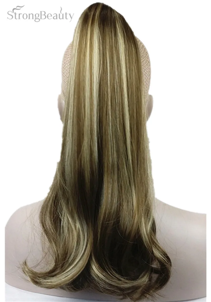 StrongBeauty 45cm Synthetic Long Ponytail Clip In Pony Tail Hair Extension Clip On Hair Piece Straight Style 17 Color