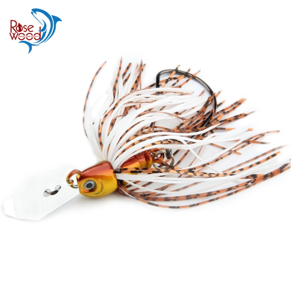 

RoseWood 1PCS Buzz Bait Fishing Lure 14g Lead Head Metal Spoons, Soft Elastic Silicone Skirt Spinner Bait Lures For Bass Fishing