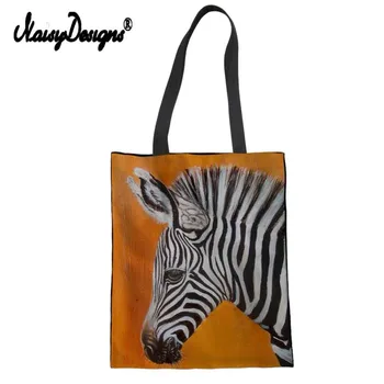 

Zebra Painting Women Reusable Cotton grocery Shopping Bag Women Handbags Canvas Tote bags Webshop Eco Foldable Draw String Bags