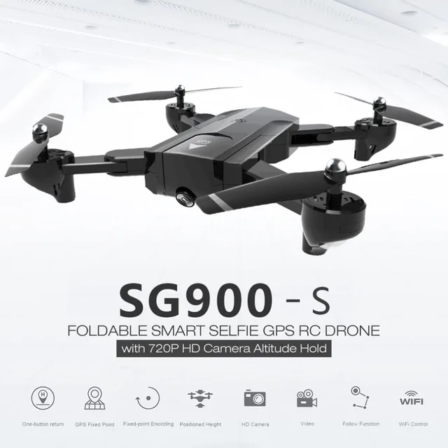 $US $84.60 SG900-S 2.4G RC Drone Foldable Selfie Smart GPS FPV Quadcopter with 720P HD Camera Altitude Hold Fo