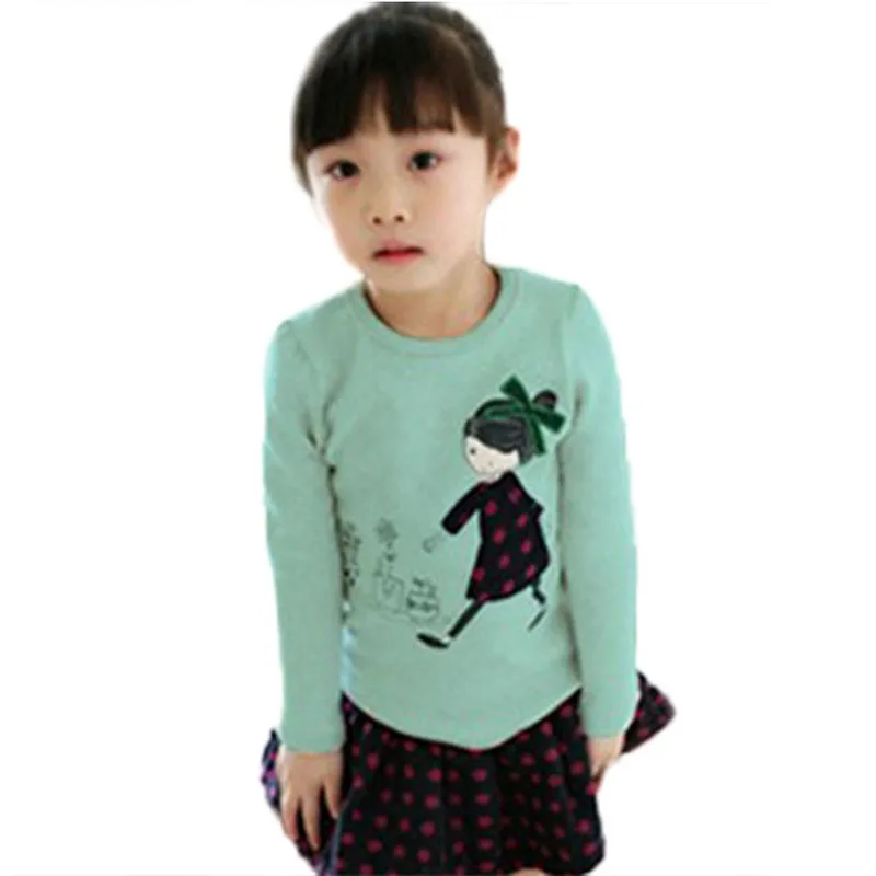 Футболка с длинными рукавами для девочек, детская одежда для малышей Осенние футболки с мультяшным принтом для маленьких девочек повседневные топы, футболки, детская одежда