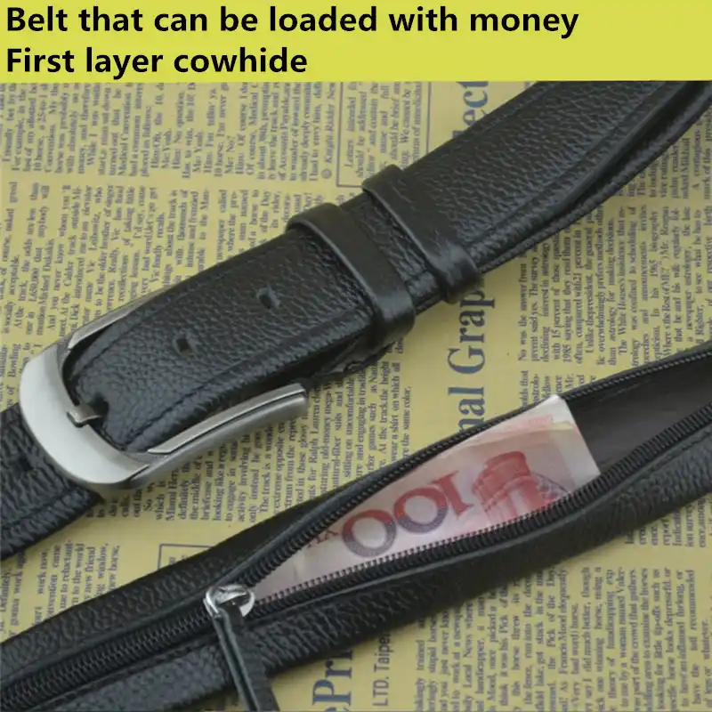 men's belt with hidden zipper