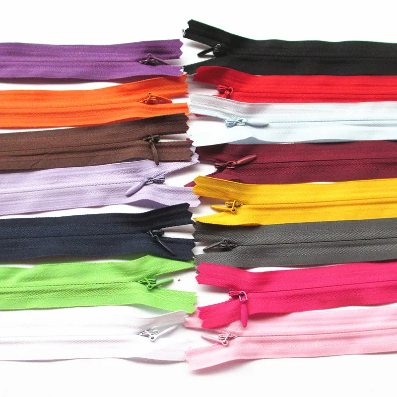 

15pcs 3# 15cm Long Invisible Zippers Purple Orange Green Black DIY Nylon Coil Zipper For Sewing Clothes