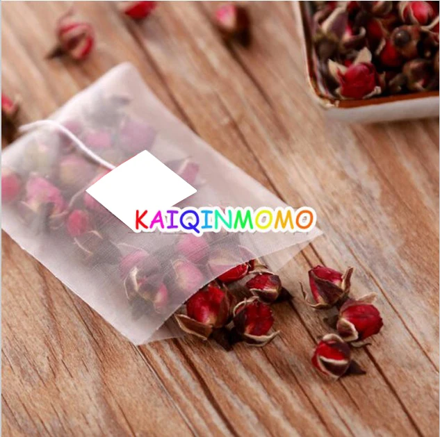 

100pcs/lot Nylon Pyramid Empty Tea Filters Tea Bags Bag Single string with label Transparent Empty Teabags 5.6*7cm