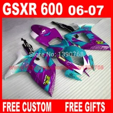 Motorcycle parts for SUZUKI fairings GSXR600 GSXR750 06 07 purple blue Corona fairing kit 2006 2007 gsxr600 gsxr750 K6 K7 LZ60