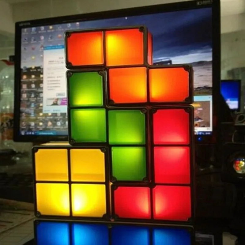 

Puzzle Light DIY Tetris Lamp Stackable LED Desk Lamp Constructible Block LED Light Toy Retro Game Tower Block Baby NightLight