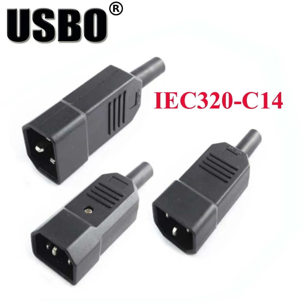 Wholesale Black IEC320 C14 chassis power adaptor male plug 10A 250V
