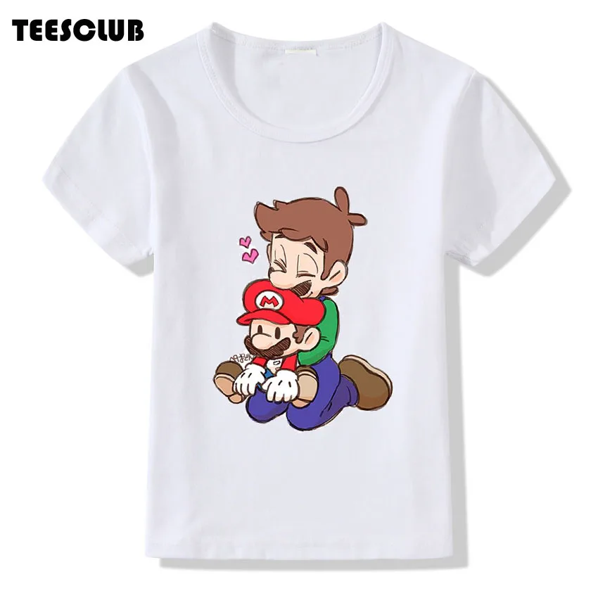 Baby Shirt 2018 Fashion Mario Brother Hug Print T SHIRT Girl Boy Tops Casual Summer Short Sleeve T-shirt Kid Children Tees