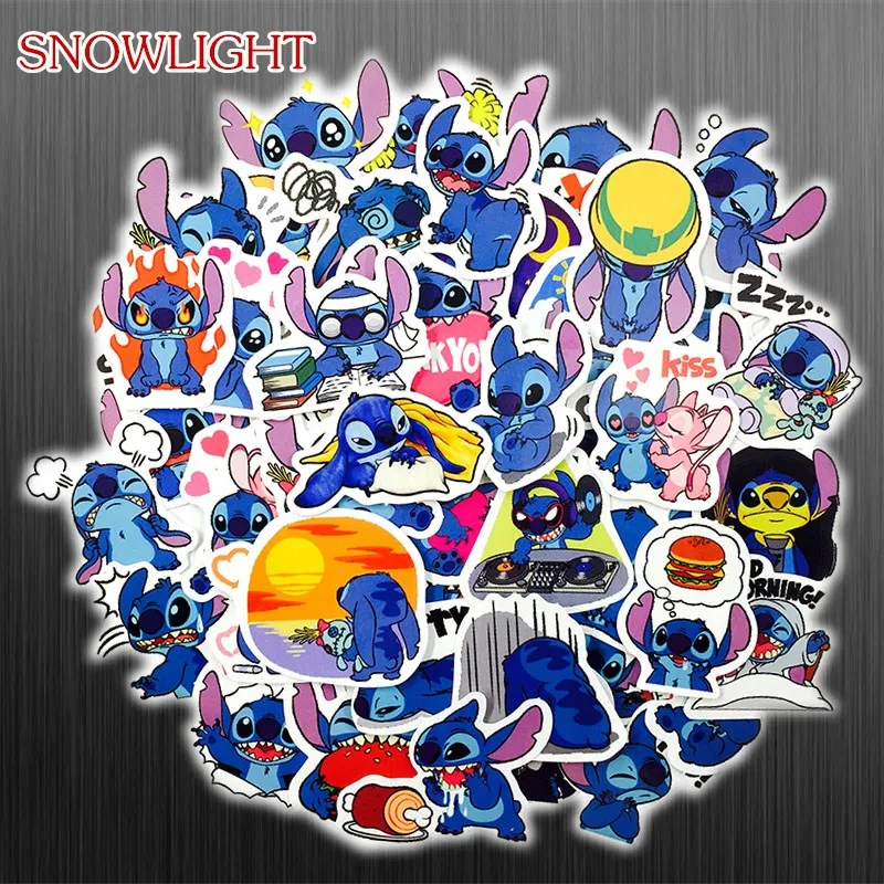 

New 50Pcs/Set Cartoon Lilo Stitch Cute Sticker For Snowboard Laptop Luggage Car Fridge DIY Styling Vinyl Home Decor Pegatina