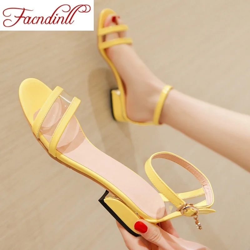 

FACNDINLL women sandals new 2019 hot sale high quality summer gladiator sandals for woman shoes black white yellow dress shoes