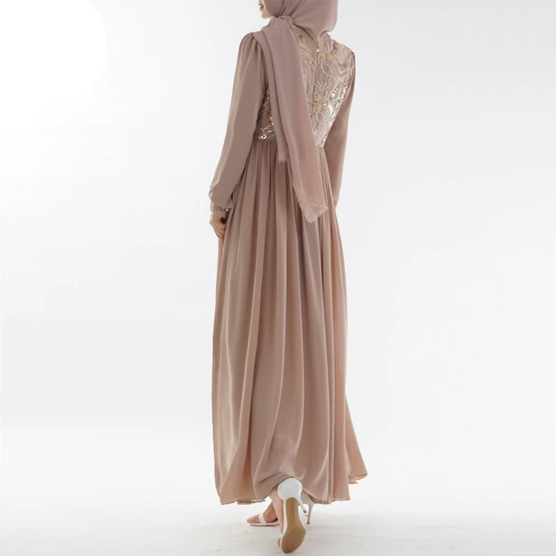 Рамадан Абаи 2019 мусульманское платье блестки кружева Саудовская Аравия длинное платье марокканской кафтан Ислам одежда из шифона