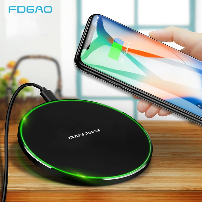

FDGAO 10W Fast Qi Wireless Charger Pad Quick Charge For iPhone X XR XS 8 Samsung S9 S10 Note 9 Xiaomi Mi 9 Huawei Mate 20 Pro
