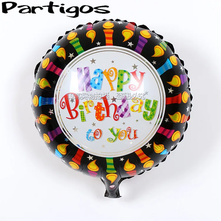 

50pcs/lot 18 inch round shape Balloons black happy birthday foil balloon helium inflatable balloon for birthday party decoration