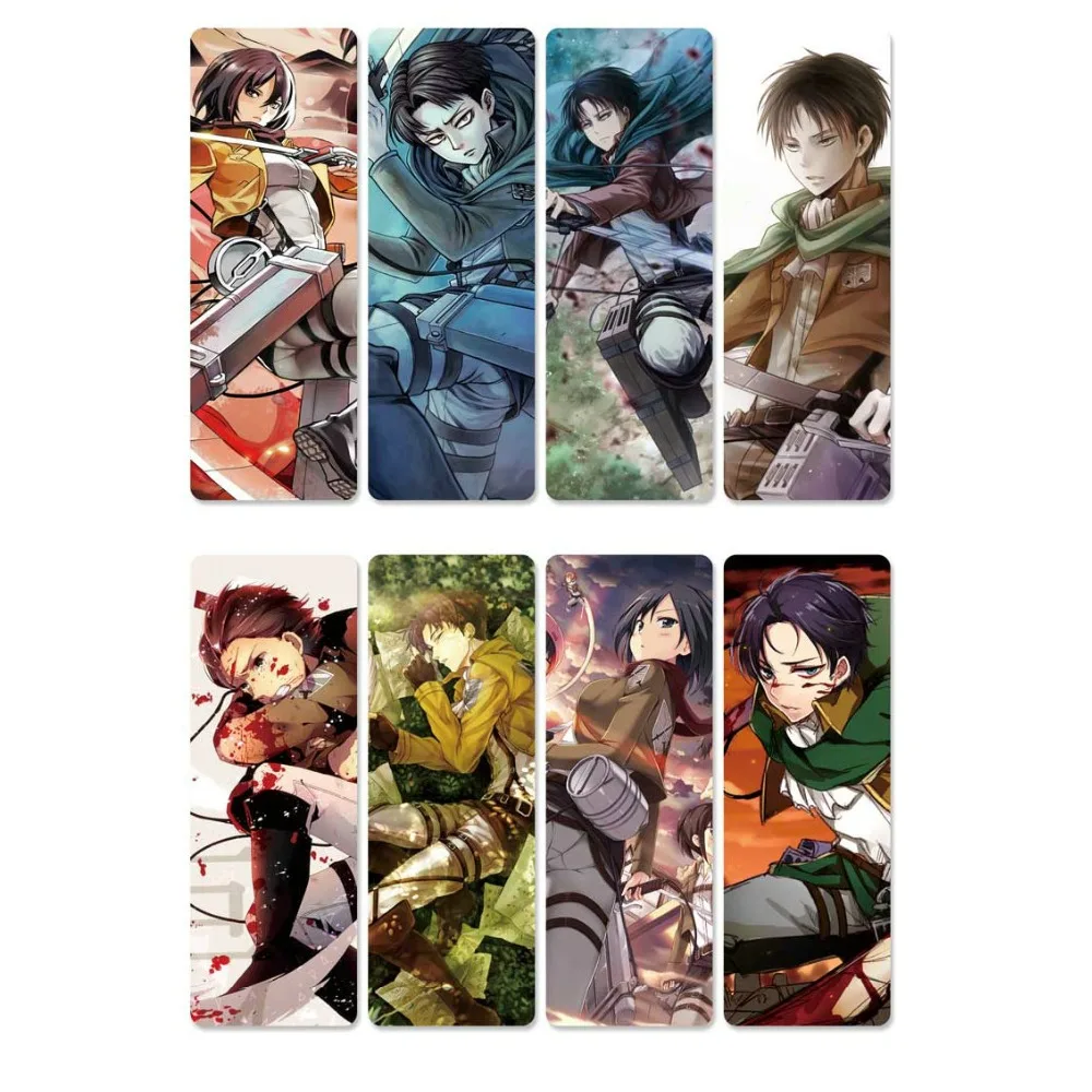 8pcs attack on titan anime bookmark waterproof transparent pvc plastic book mark bookmark aliexpress