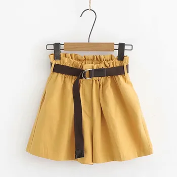 

EFINNY 2019 Summer Elastic Waist Short pants Women Ruffles High Waist Shorts Pockets Harem Shorts With Sashes