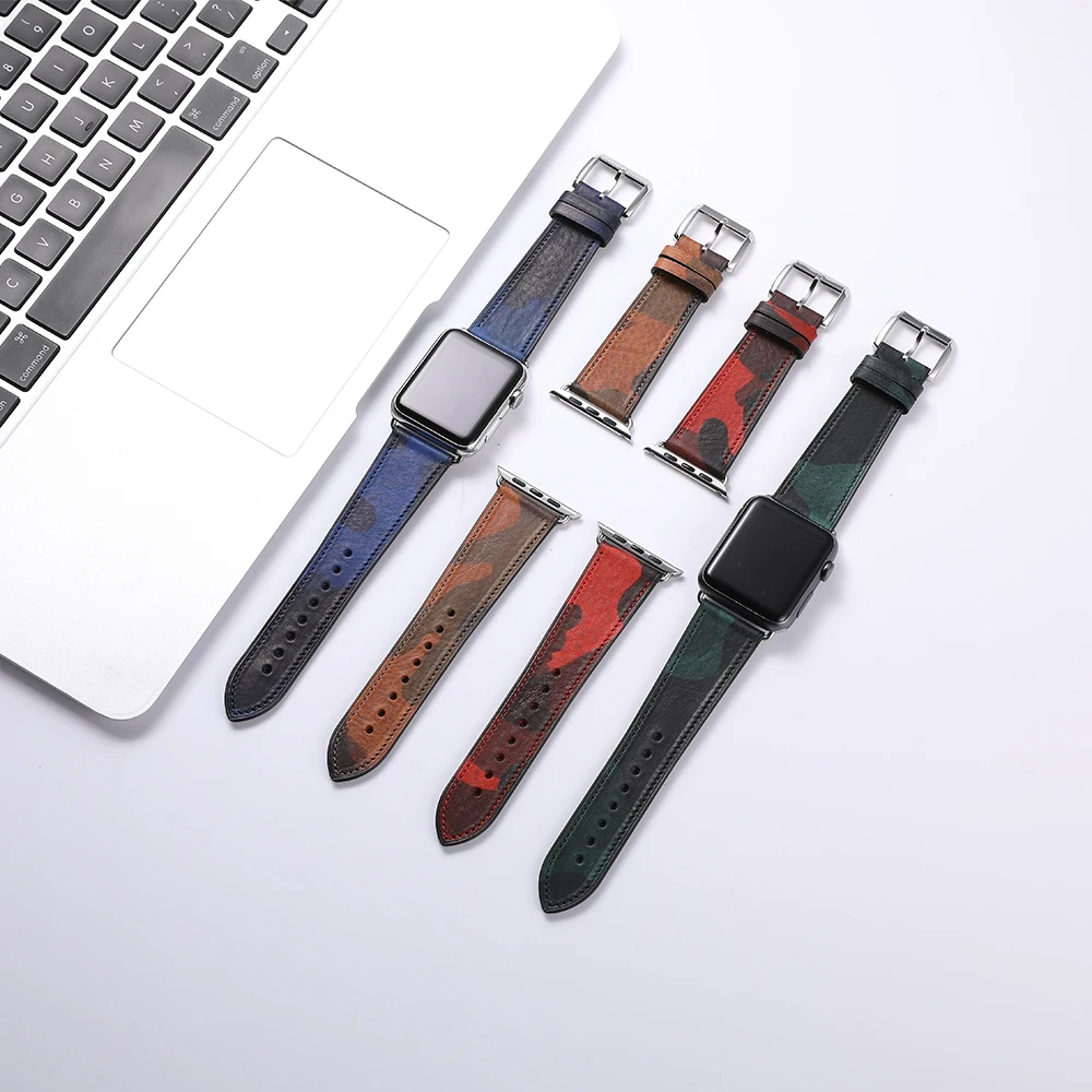 Ремешок Камуфляжный для Apple Watch Band 38 мм кожаный браслет Iwatch Series 3 2 1 42 мм|Ремешки