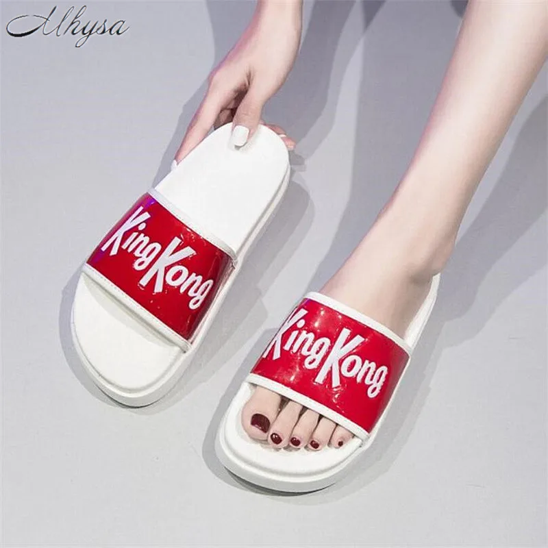 

Mhysa 2019 New Women Slippers Fashion Summer Ladies Casual Slip On Beach Flip Flops Slides Outside platform Women Shoes T727