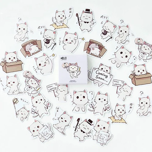 

45pcs/box Kawaii cat series gift stickers Decorative washi paper sticker Office material School stationery supplies (tt-3077)