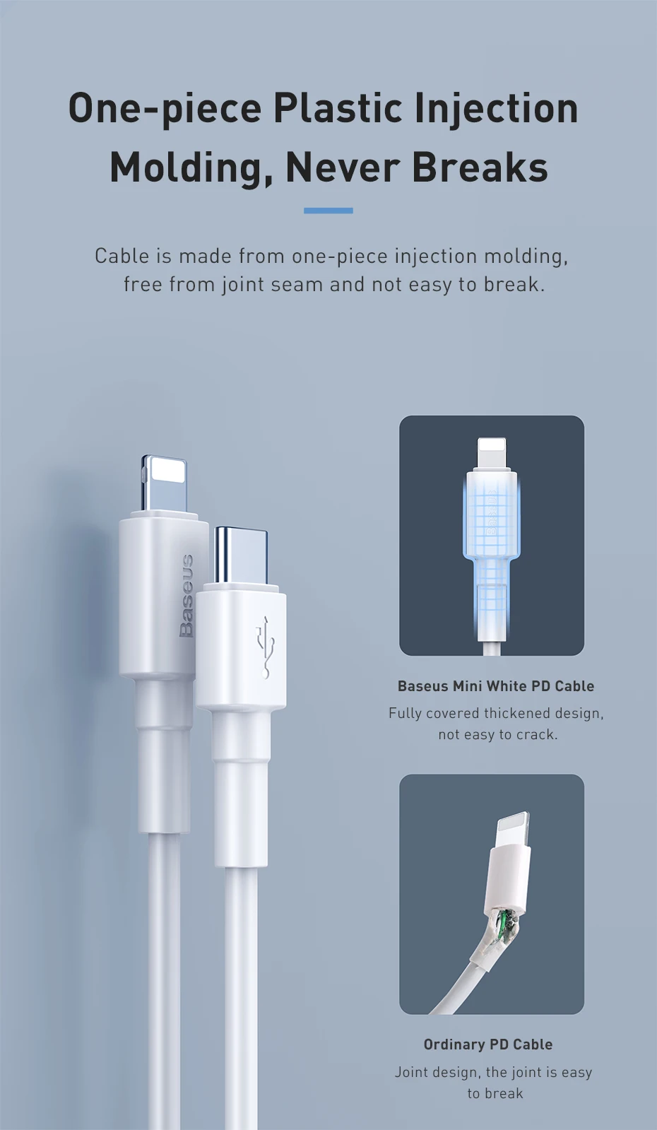 Baseus 18 Вт USB кабель type C к ip-порту для iPhone samsung Xiaomi PD кабель для быстрой зарядки USB-C зарядное устройство кабель для мобильного телефона type-C