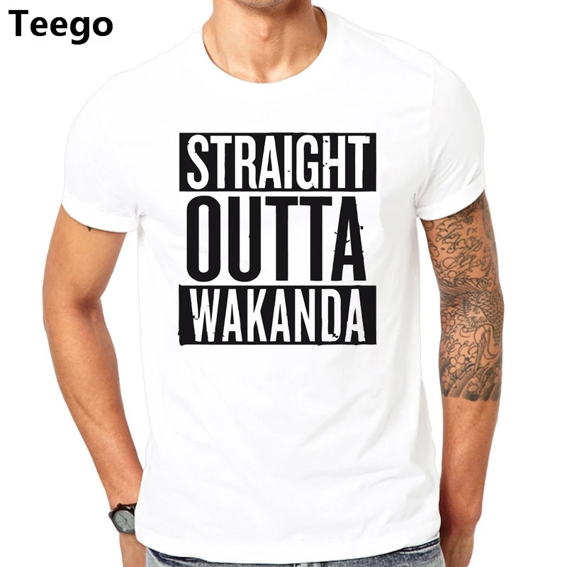 Dropshipping Черная Пантера Vimtage Майка Мужчины Straight Outta Ваканде мужские Футболки Плюс