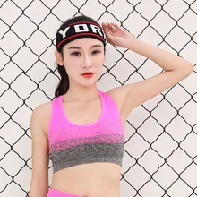 Спортивный пуш-ап бюстгальтер Женские, градиентные спортивная одежда дышащий ударопрочный удобное нижнее белье для фитнеса спортзала впитывает пот укороченный топ