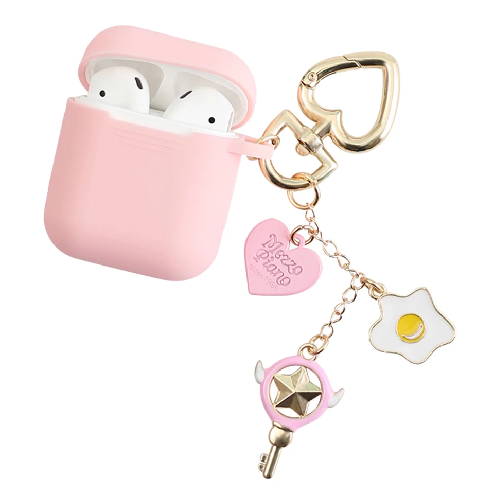 Милый силиконовый чехол для Apple Airpods, Bluetooth, беспроводные наушники, аксессуары, 1, 2, чехол, защитная крышка, сумка, оболочка, кольцо для ключей