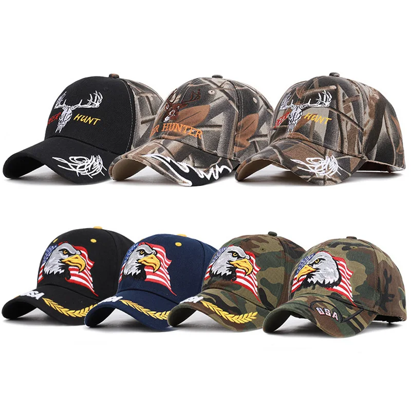 

High Quality Embroidery Eagle Camouflage Baseball Caps For Men Women Outdoor Fishing Desert Hats USA Flag Army Camo Snapback Cap