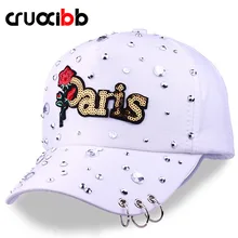 CRUOXIBB Женская Бейсболка высокого качества Вышивка Роза блестки кольцо дизайн Модная кепка Casquette девушки уличный головной убор