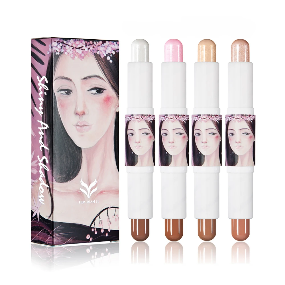4 Color Double Ended Bronzer&Highlighter Stick Concealer Pencil Contour