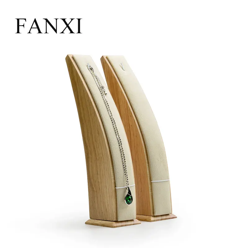 

FANXI Solid Wooden Jewelry Display Stand with Microfiber for Watch Necklace Pendant Holder Jewelry Necklace Exhibition