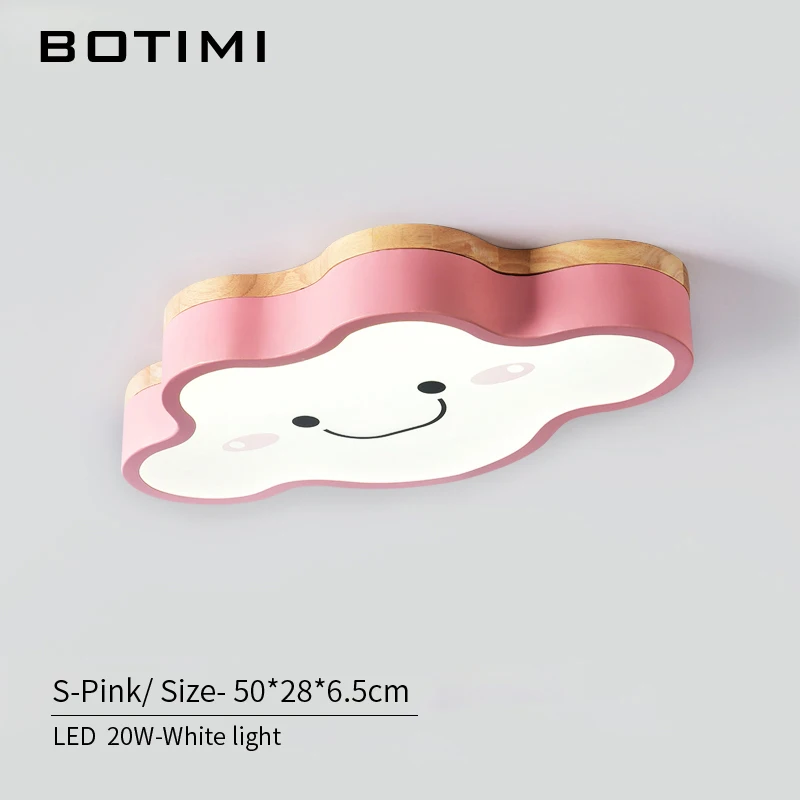BOTIMI мультяшный потолочный светильник s в форме облака светодиодный потолочный светильник для спальни Детский Светильник милый деревянный кухонный светильник - Цвет корпуса: S-Pink White light
