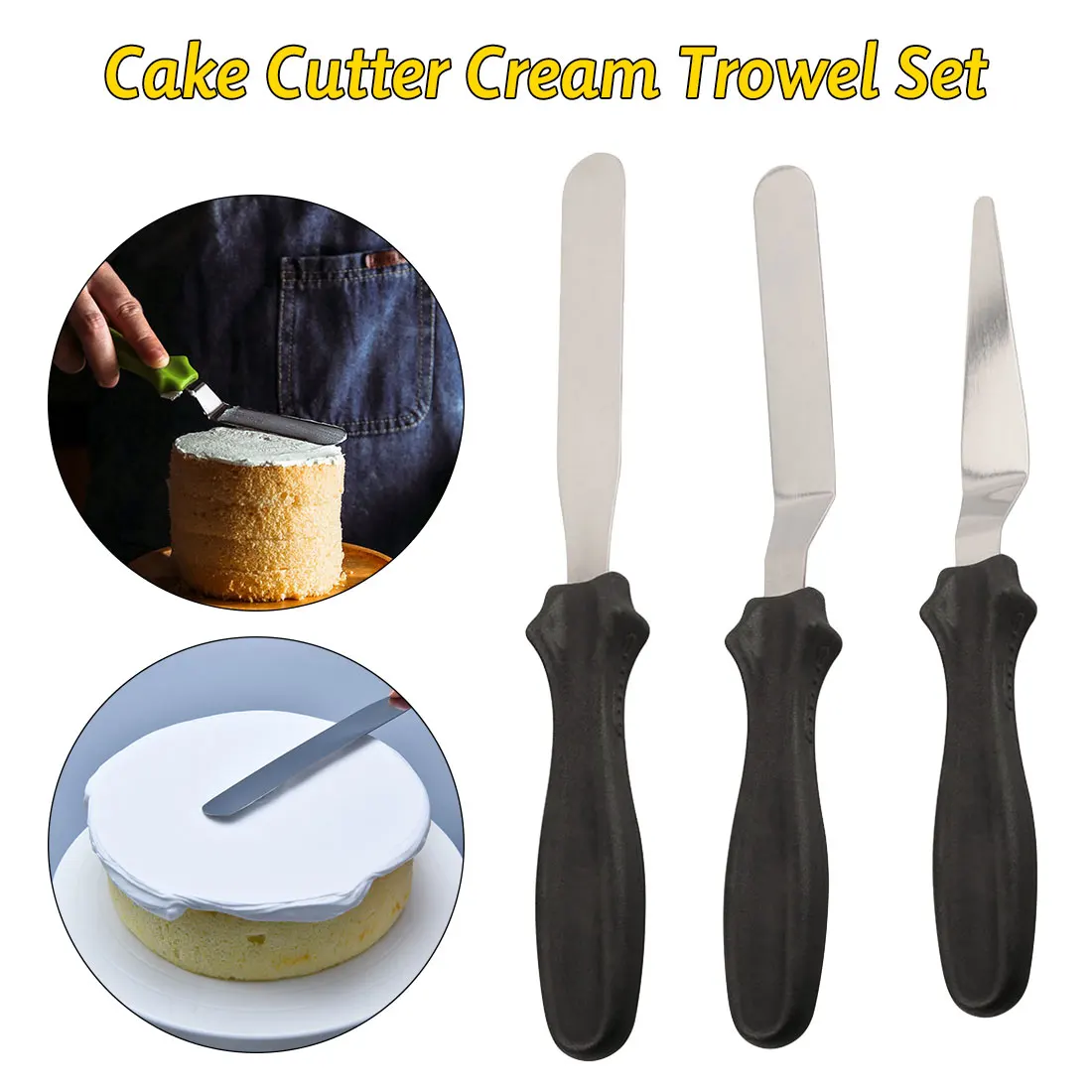 

New 3pcs Blade Angled Espatula Spatula Cake Icing Spatula Smooth Filling Tool Cutter Set Wedding Baking Pastry cake Tools