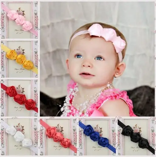 Hair Accessories baby Toddler Girls Baby Lace Flowers Satin Ribbon