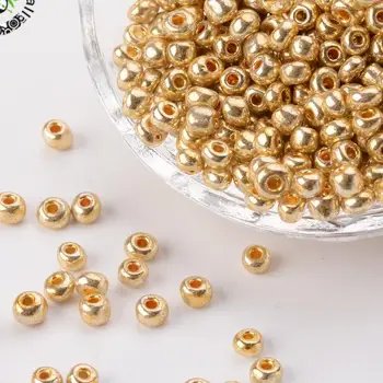 

Electroplate Glass Seed Beads Czech Beads Round Hole Rocailles Gold DIY Jewelry Component Making 3.5~5.5*2.5~6.8mm