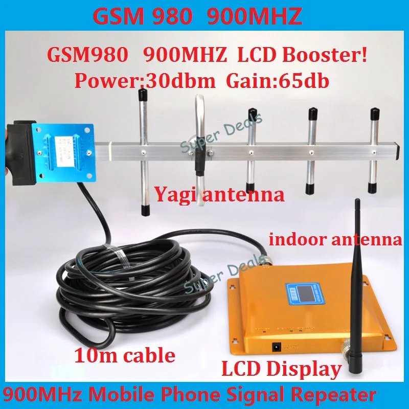 

Hot LCD display 2G GSM 900 MHz 900mhz Mobile Phone Cell Phone signal Booster Repeater amplifier 65db 1000sq with yagi antenna