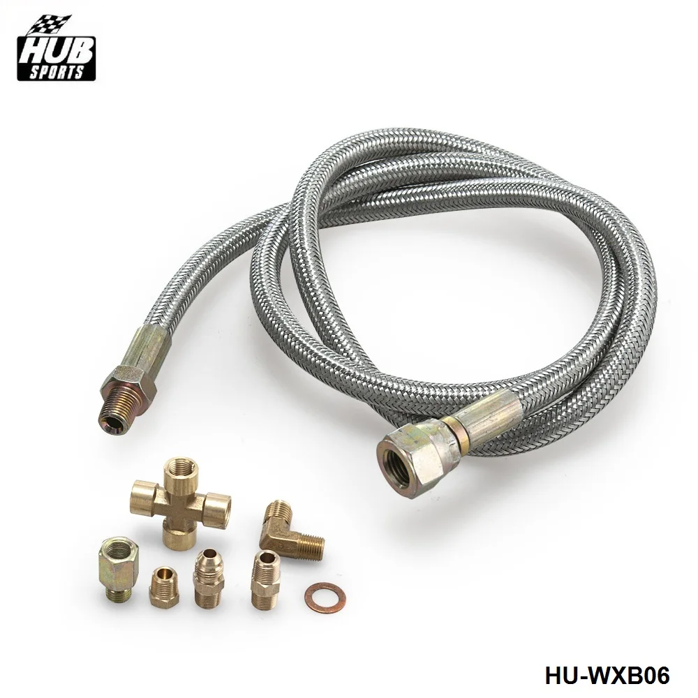 Hubsports - Universal SS Turbo Oil Feed Line  For All T3 T4 Fit T3/T4 Super 60 Turbochargers HU-WXB06