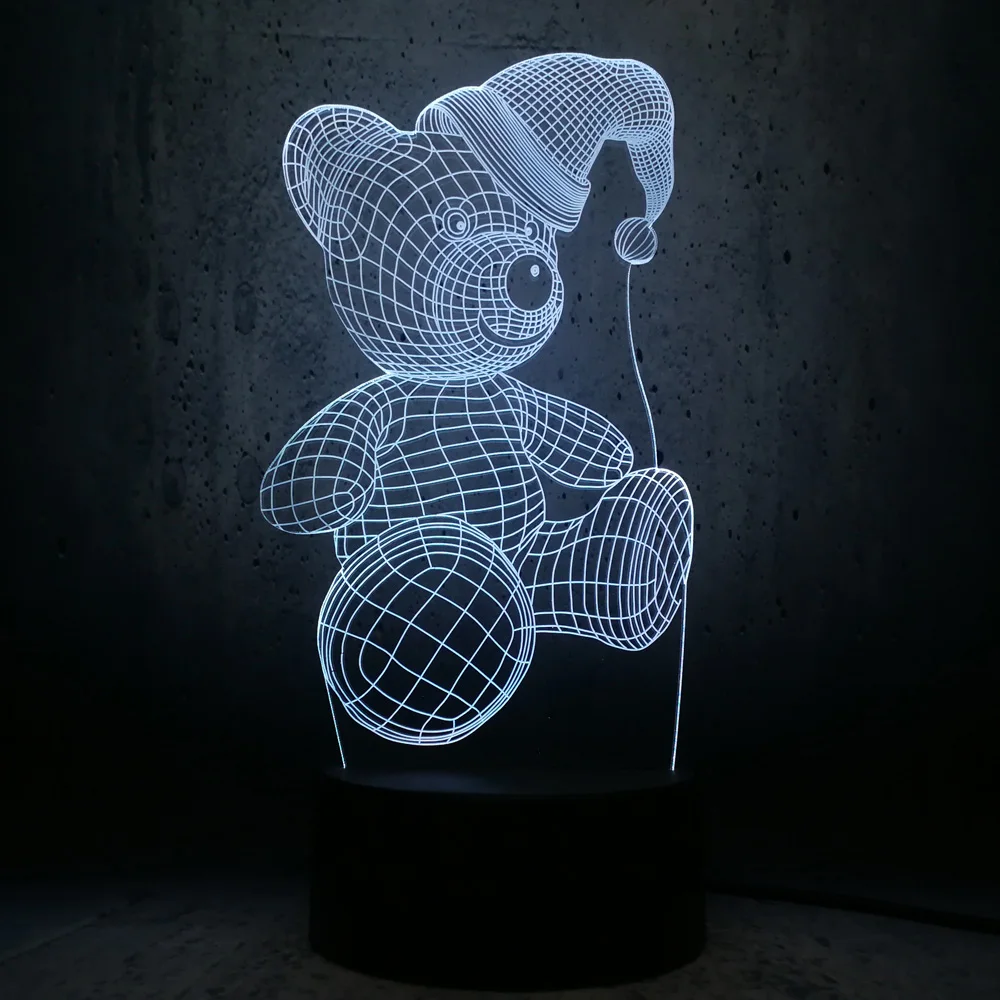New Year gift Novelty 3D Lamp lovely bear wear christmas