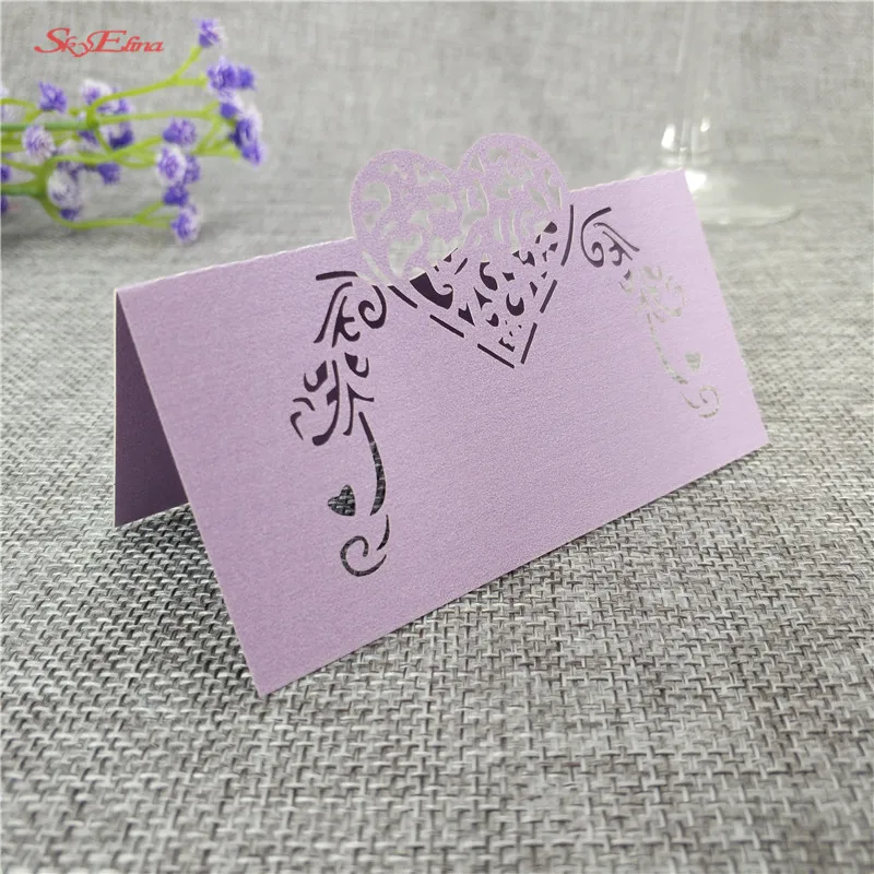 50pcs Heart Shape Laser Cut Wine Guest Party Table Name Place Cards Wedding Invitations Table Name Card Party Decoration 6z (56)