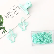 Tutu 20 unidades/pacote cacto verde claro, clipe de papel de metal, marcadores de página, clipe para livro, papelaria, envio direto h0299